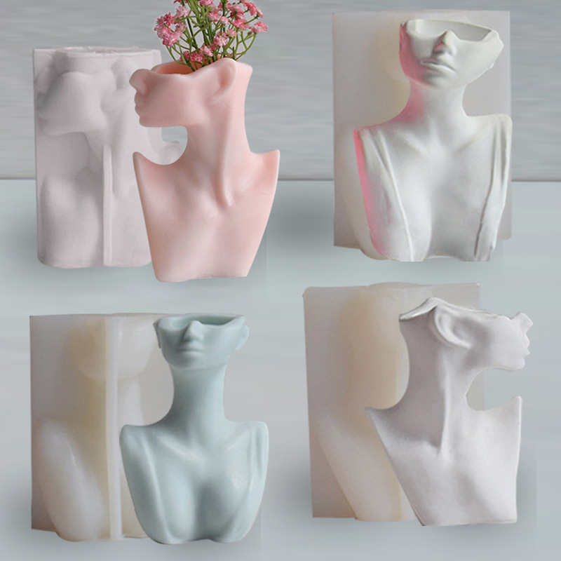Side Face Flower Pot Silicone Mold Succulent Potting Plaster Cement Mold Vase Drip Glue Mixing Clay Mold