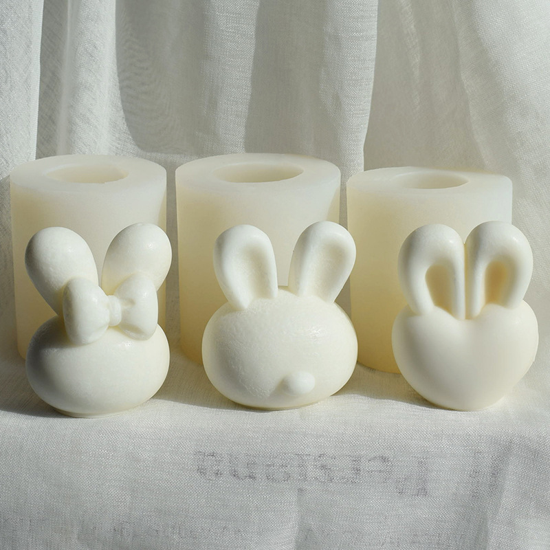 Faceless Rabbit Head Scented Candle Silicone Mold Diy Easter Bunny Plaster Ornament Rabbit Drip Mold