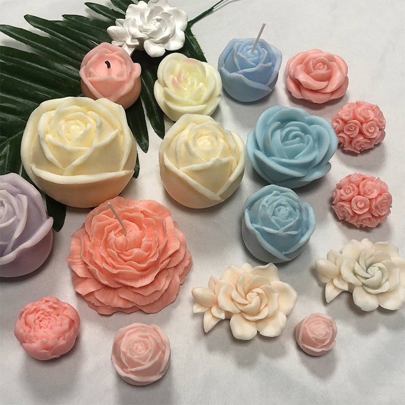 Rose Gardenia Scented Candle Plaster Ornament Silicone Mold Diy Flower Baking Mousse Cake Mold
