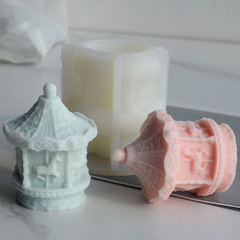 Three-Dimensional Carousel Aroma Candle Mold Diy Aroma Plaster Drip Gel Carousel Silicone Mold
