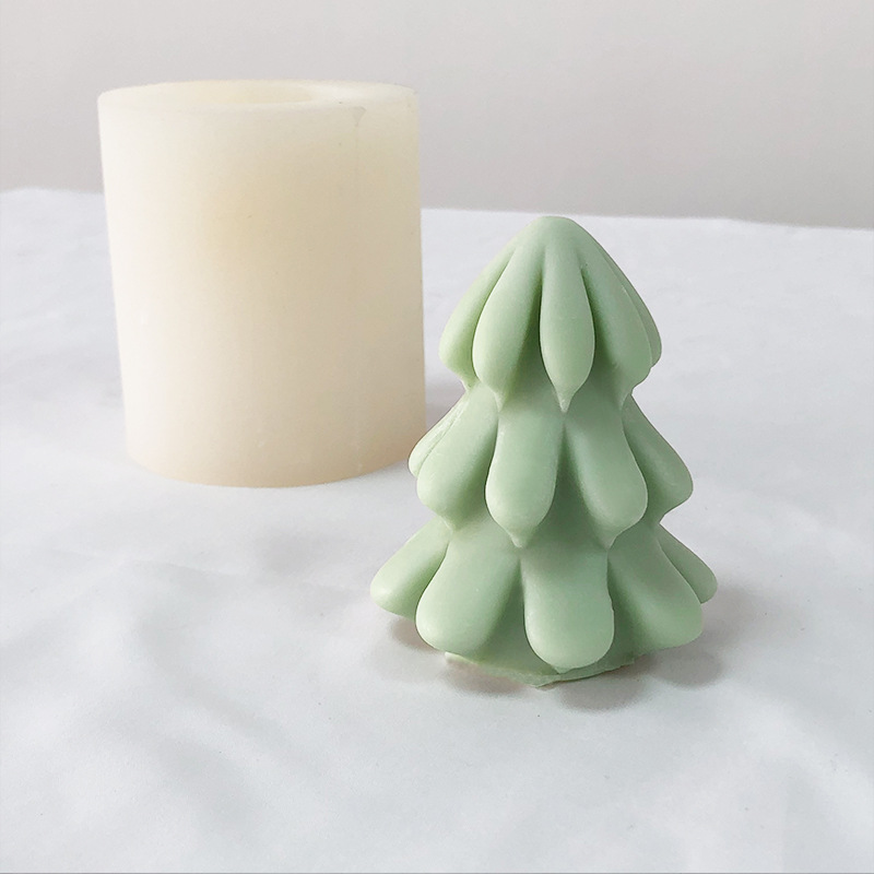 Christmas Pine Tree Shape Scented Candle Silicone Mold Diy Christmas Tree Candle Scented Plaster Drip Ornaments