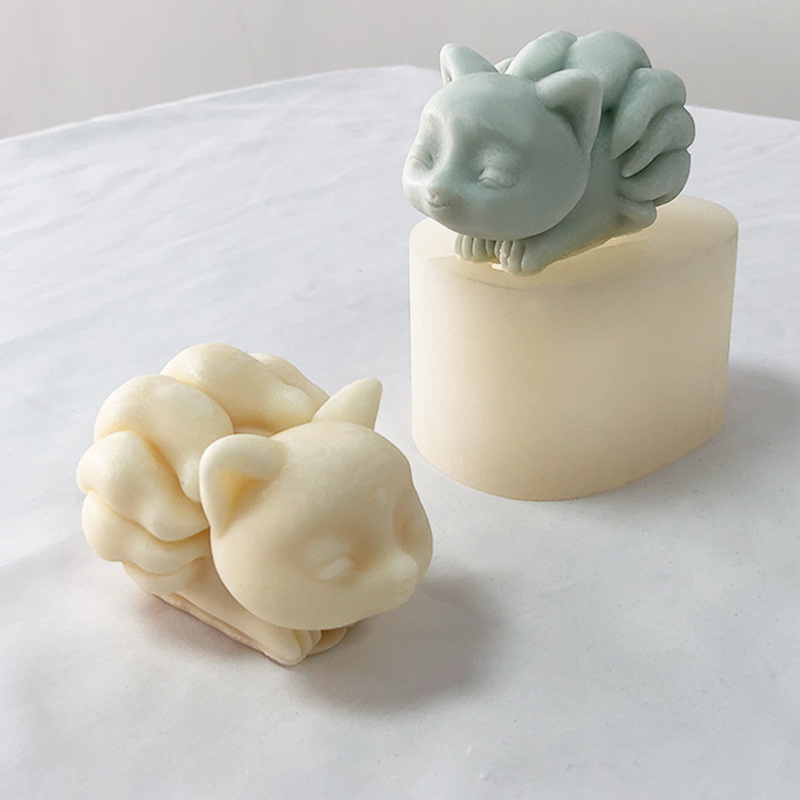 Nine Tailed Fox Aromatherapy Plaster Mold Diy Handmade Aromatherapy Diffuser Stone Car Ornaments Candle Silicone Mold