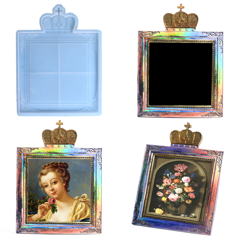 Diy Drip Mold Crown Photo Frame Silicone Mold Vintage European Embossed Photo Frame