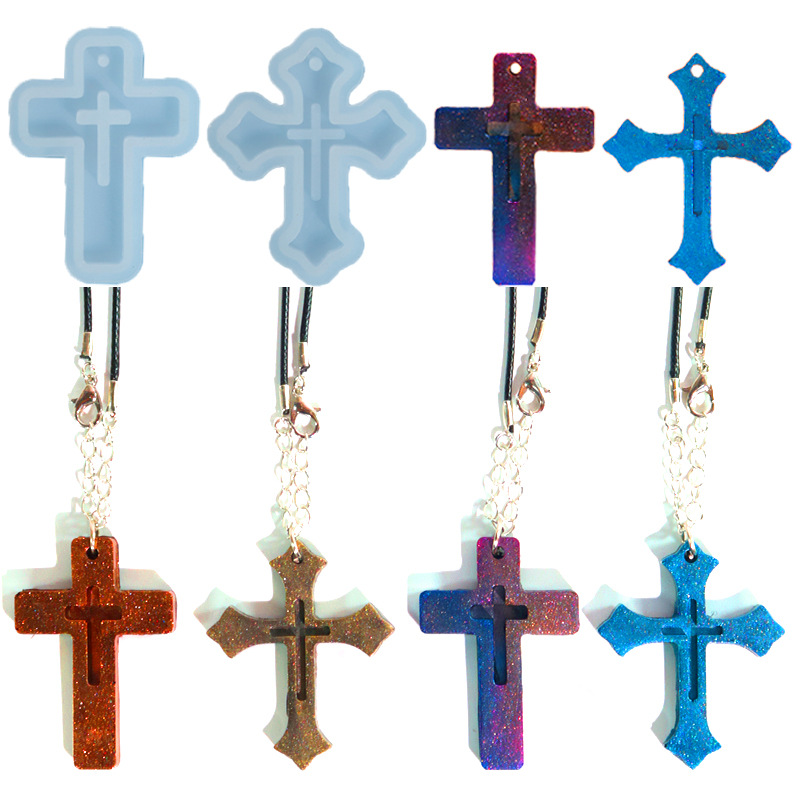 DIY Drip Molds High Translucent Cross Pendant Necklace Pendant Silicone Molds