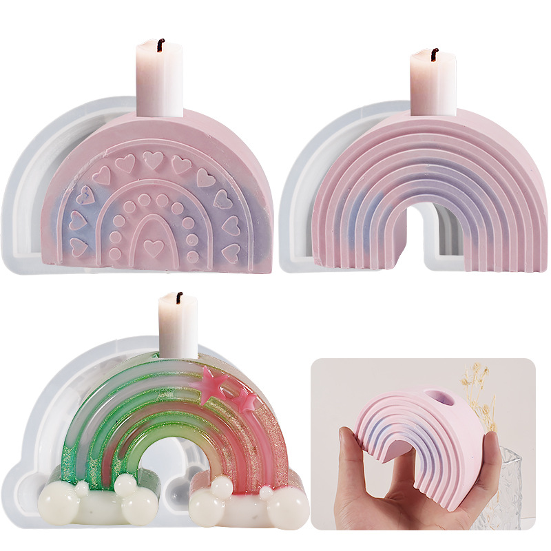 Drip Resin Arch Rainbow Arch Candlestick Silicone Mold Diy Plaster Cement Mold Aromatherapy Candle Molds