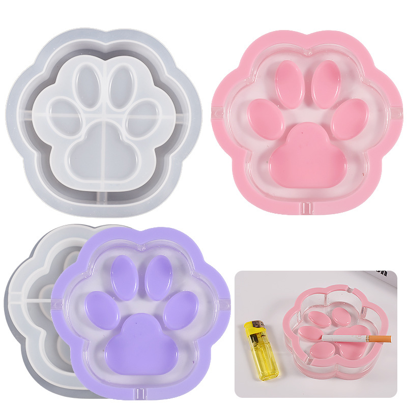 DIY Resin Drip Mold Cat Paw Ashtray Mirror New Cat Paw Meat Pad Storage Box Plaster Silicone Molds