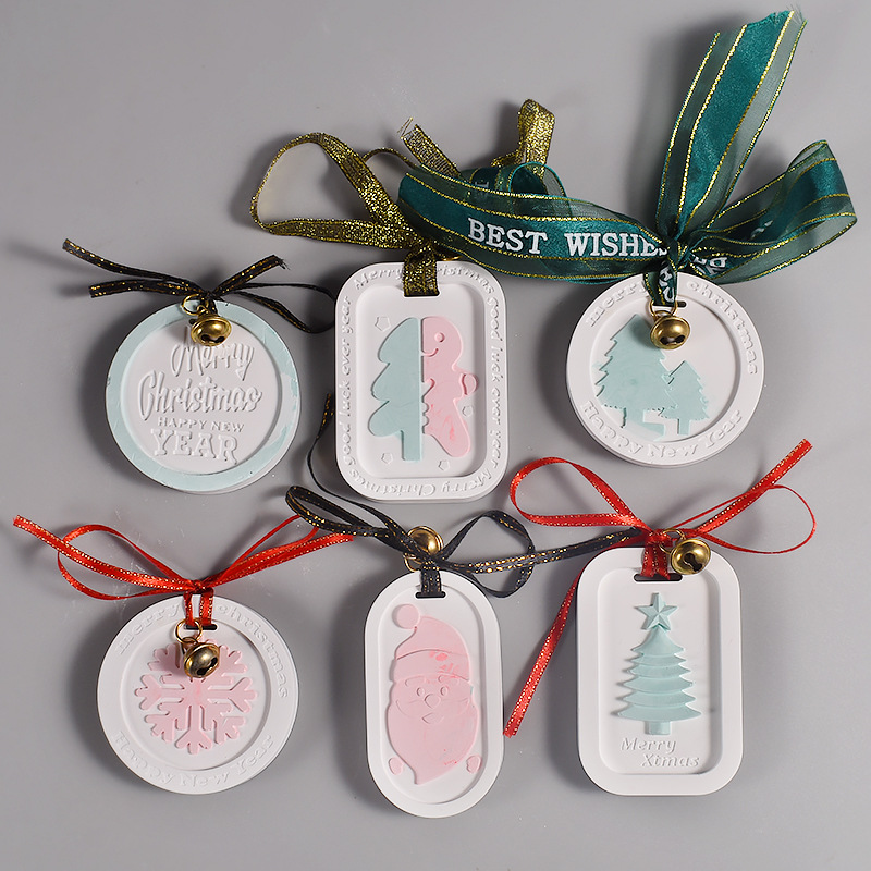 Drip Gel Christmas Hanging Sign Mold Diy Diffuser Plaster Aromatherapy Wax Tablet Silicone Grinder