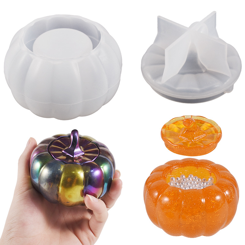 DIY Drip Glue Pumpkin Organizer Mold Pumpkin Candlestick Plaster Organizer Halloween Silicone Molds