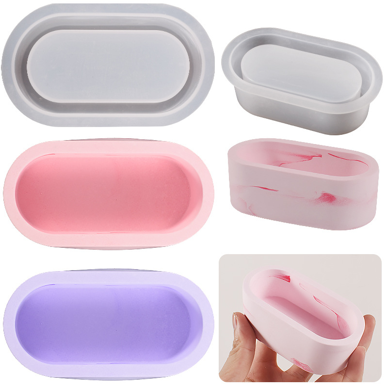 Crystal Drip Rubber Rectangular Planter Mold Oval Small Rectangular Storage Box Succulent Planter Plaster Cement Silicone Molds