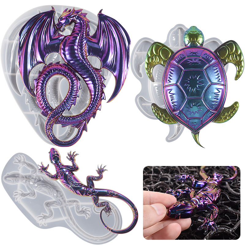 DIY Drop Silicone Flying Dragon Turtle Gecko Chameleon Wall Hanging Silicone Mold Ornaments Abrasives